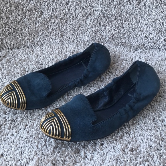 Tory Burch Shoes - Tory Burch Navy Suede Ballet Flats size 7 M